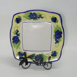 Vietri Solimene Fruit Grape Salad Square Plate Made In Italy 10"